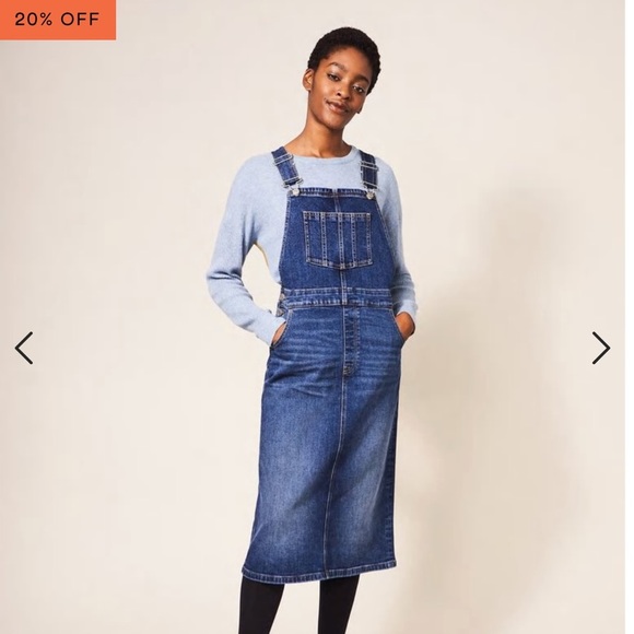 White stuff FRONT POCKET DENIM OVERALL MINI DRESS WOMEN'S SIZE 20 England​ - Picture 3 of 14